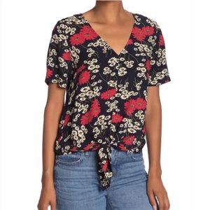 Madewell Hillside Daisies Tie Front Top